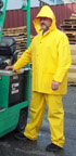 3001-3XU. 3 piece yellow rainsuit, .35 mm, PVC/polyester , detachable hood, 3XL-6X. PTICE PER SET